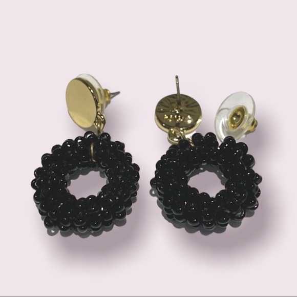 Nine West Black Beaded Beyonce Style Drop Earrings Girlfriend Gift - Picture 5 of 5